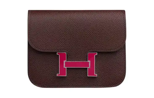 HERMES Constance Slim Enamel Buckle Epsom Calfskin Fanny Pack Wallet Women's Brown