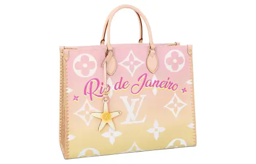 LOUIS VUITTON Leather Tote Bag, Shopping Bag, Shoulder Bag, Handbag Women's Pink & Yellow