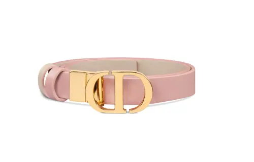 DIOR Double Sided, Solid Color Decoration, Smooth Buckle Leather Belts Women's Pink Width 2CM