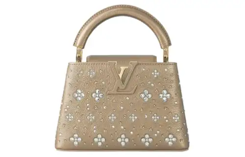 LOUIS VUITTON Capucines Crystal Decoration Capson Handbag Mini Women's Gold