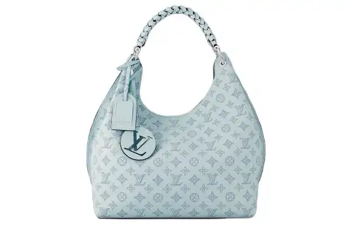 LOUIS VUITTON Mahina Perforated Calfskin Handbag Women's Denim Blue