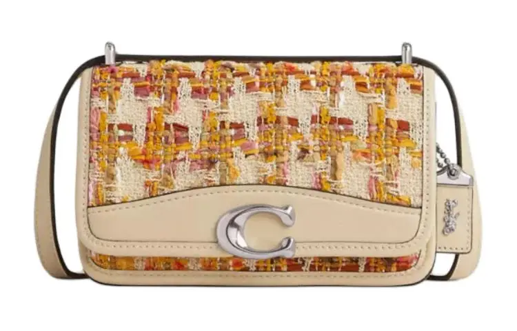 COACH Bandit Tweed Shoulder Bag, Crossbody Bag Small Women's Silver & Neutral Multicolor