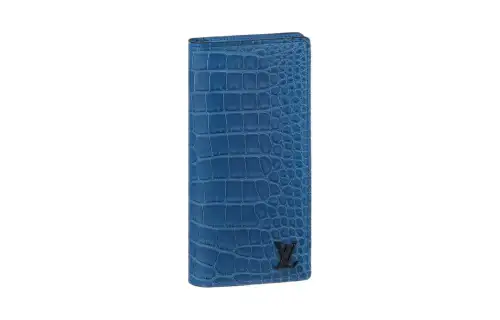LOUIS VUITTON Brazza Crocodile Leather Card Holder, Wallet Men's Marine Blue