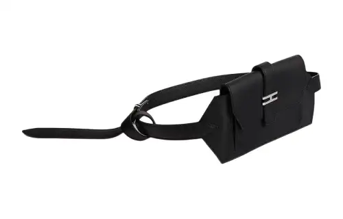 HERMES Swift Leather Fanny Pack Women's 89 Noir Black