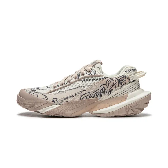 LiNing CF Hiking 3 Cushioning Wear-Resistant Low-Top Casual Shoes Unisex Beige White Black