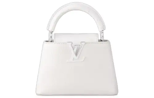 LOUIS VUITTON Capucines Taurillon Leather With Ostrich Leather Kapsyn Shoulder Bag, Crossbody Bag Mini Women's White