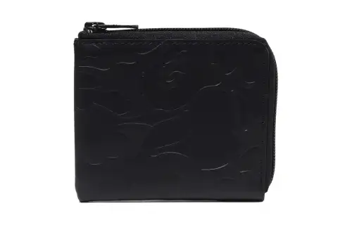 Bape Solid Camo Leather Iii Wallet Black