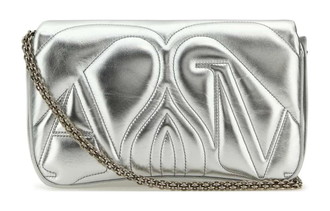 Женская сумка Alexander McQueen Logo (серебряный) — фото 3