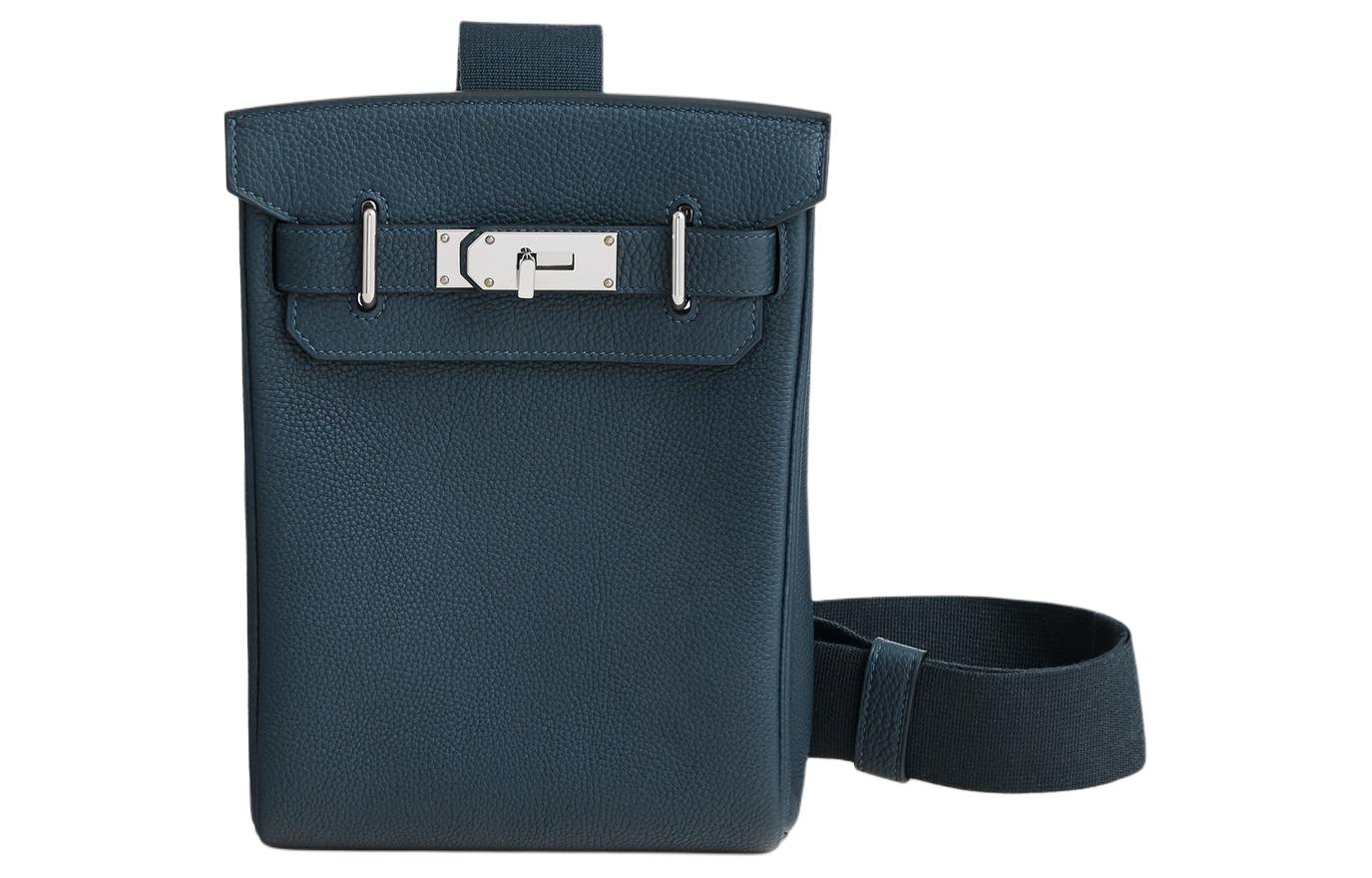 HERMES Hac A Dos Silver Tone Buckle Togo Calfskin Shoulder Bag, Crossbody Bag 18 Unisex 7P Bleu De Prusse Prussian Blue