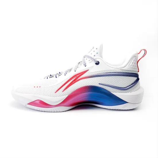 LiNing Shining CBA Guangzhou Lions PE Slip Resistant Balance Low Top Basketball Shoes Unisex White Blue
