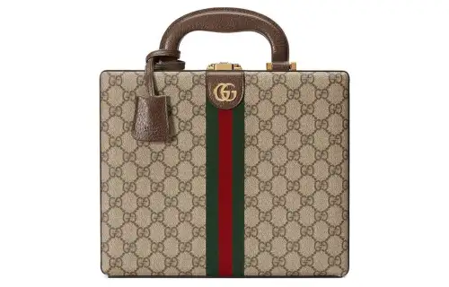 GUCCI Supreme Canvas Casual Set Storage Box Unisex Beige & Ebony