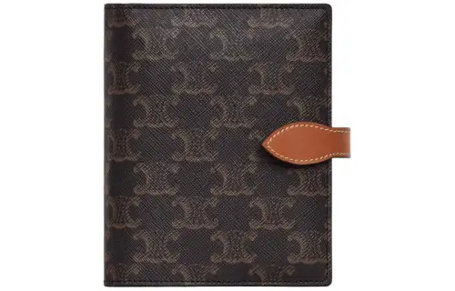 CELINE Triomphe Cow Leather Binding Storage Bag Men's Tawny