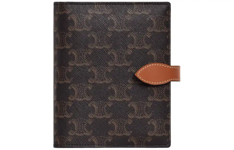 CELINE Triomphe Cow Leather Binding Storage Bag Men's Tawny