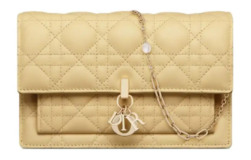 DIOR My Dior Lambskin One Shoulder Crossbody Clutch Women's Light Yellow
