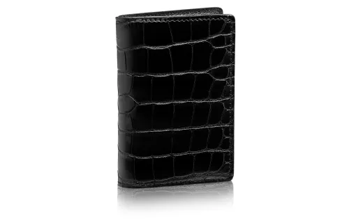 LOUIS VUITTON Crocodile Leather Wallet Men's Black