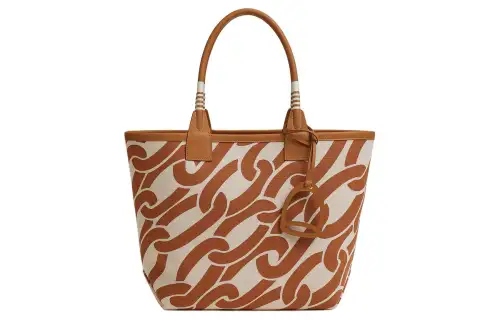 HERMES Steeple H Plume Canvas With Swift Calfskin Tote Bag, Shopping Bag, Handbag Women's