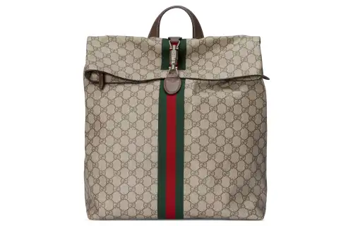 GUCCI Jackie 1961 Canvas With Leather Backpack Men's Beige & Ebony
