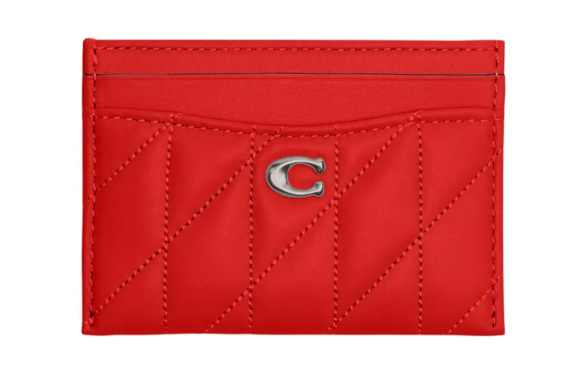 COACH Pillow Sheepskin Card Holder Women's Sports Red
