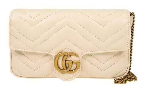 GUCCI GG Marmont Leather 2 in 1 Combo Bag Shoulder Bag, Crossbody Bag Small Women's White/Black