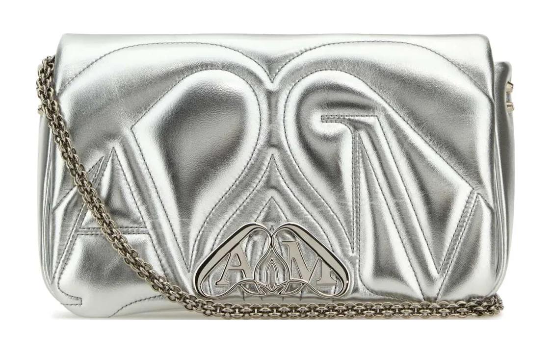 Женская сумка Alexander McQueen Logo (серебряный)