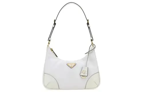PRADA Recycled Nylon Handbag, Shoulder Bag Women's White