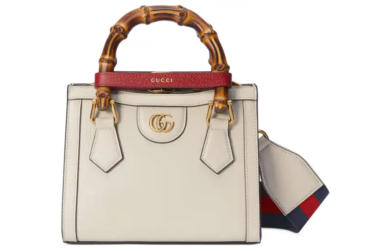 GUCCI Diana Leather Tote Bag, Shopping Bag, Shoulder Bag, Crossbody Bag, Handbag Mini Women's White