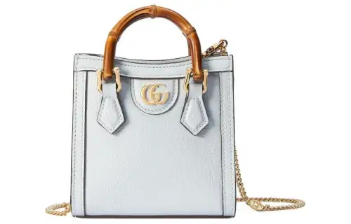GUCCI Diana Leather Shoulder Bag, Crossbody Bag, Handbag Extra Mini Women's Light Blue