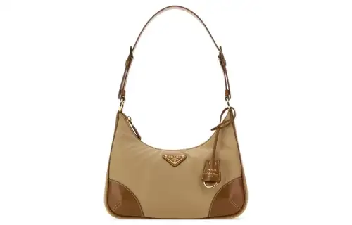 PRADA Recycled Nylon Handbag, Shoulder Bag Women's Camel