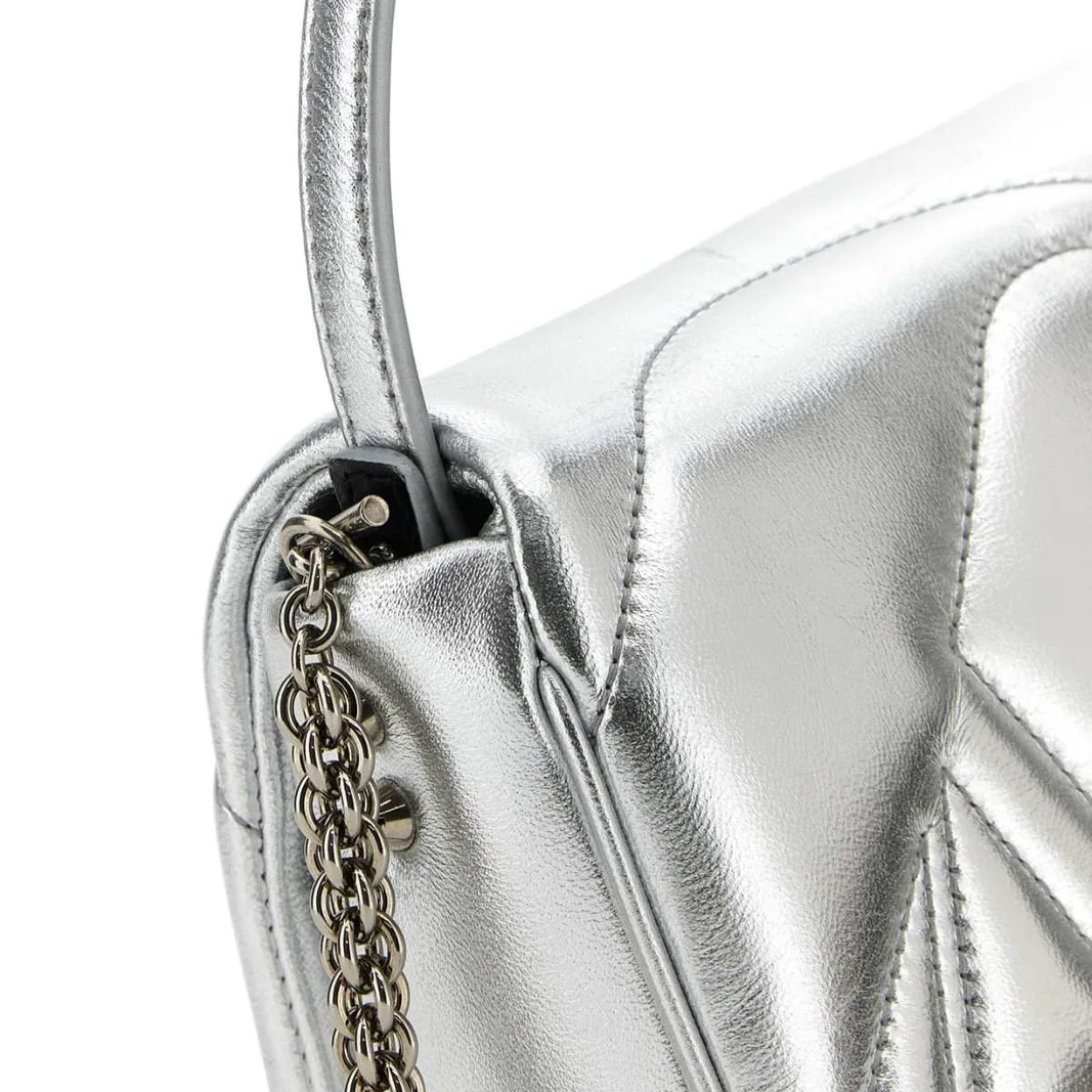 Женская сумка Alexander McQueen Logo (серебряный) — фото 4