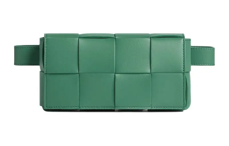 Bottega Veneta CASSETTE Lambskin Fanny Pack Women's Green
