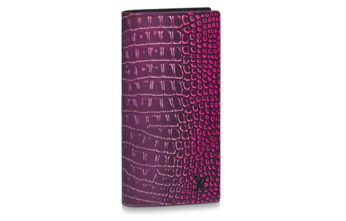 LOUIS VUITTON Brazza Crocodile Leather Wallet Women's Fuchsia