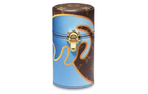 LOUIS VUITTON Leather Storage Bag Unisex Blue & Brown