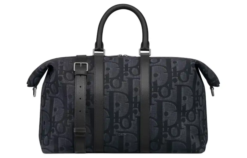 DIOR Oblique Printed Fabric Shoulder Bag, Crossbody Bag, Handbag, Travel Bag Men's Black