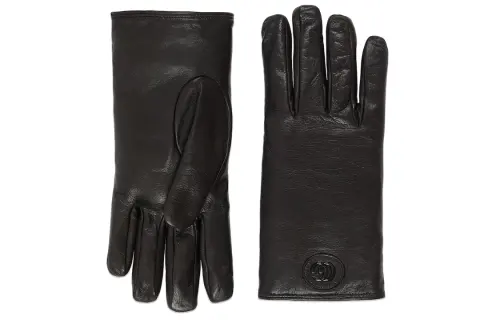 GUCCI Leather Gloves Men's Black