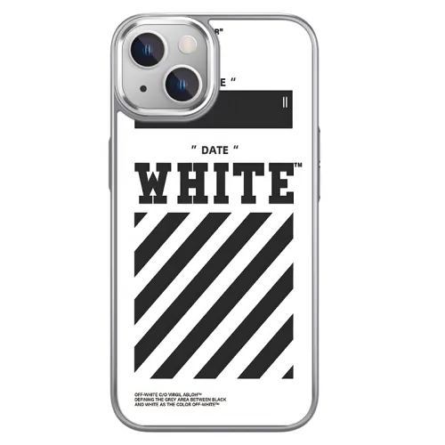 US 10 cents MSMF glass material trendy brand logo off white paint anti-fingerprint frosted heat dissipation metal frame large hole mobile phone case Apple/apple suitable for 15/14/13/12/11 PLUS/PRO/MAX