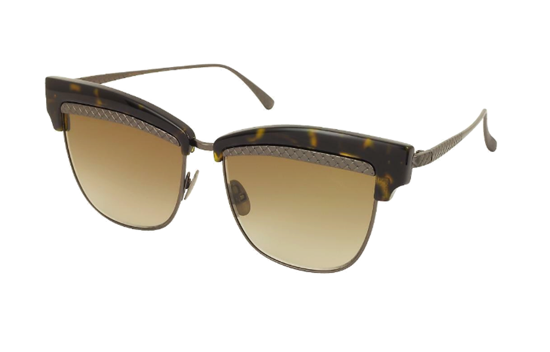 Bottega Veneta Acetate Plastic Metal Irregular Shape Sunglasses Women's Tortoiseshell