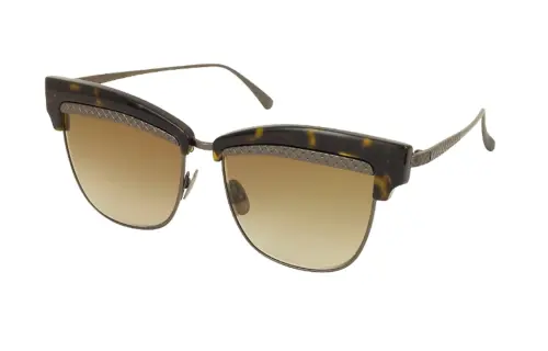 Bottega Veneta Acetate Plastic Metal Irregular Shape Sunglasses Women's Tortoiseshell