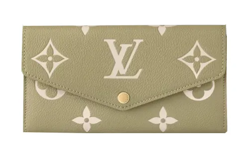 LOUIS VUITTON Sarah Monogram Empreinte Embossed Cow Leather Card Holder, Wallet Women's Khaki & Cream