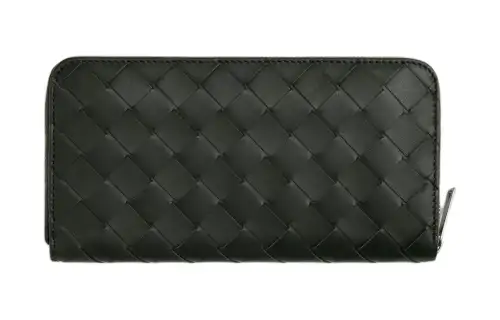 Bottega Veneta Calfskin Card Holder, Wallet Men's Dark Green & Mud