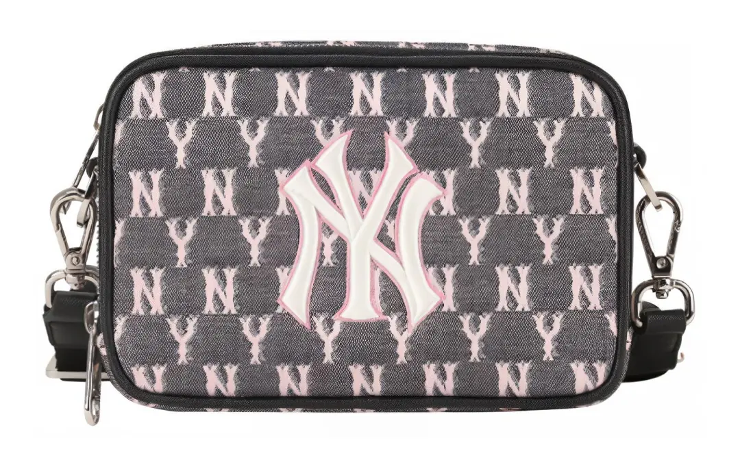 MLB Monogram Collection Polyester Camera Bag, Shoulder Bag, Crossbody Bag Mini Unisex Cherry Blossom Pink
