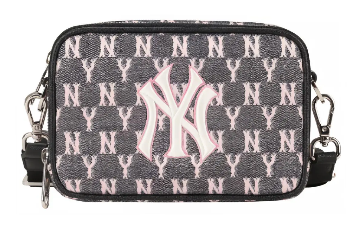 MLB Monogram Polyester Camera Bag, Shoulder Bag, Crossbody Bag Mini Unisex Cherry Blossom Pink