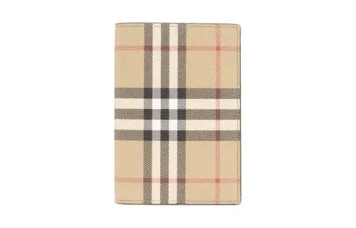 Burberry Polyester Passport Holder Men's Beige