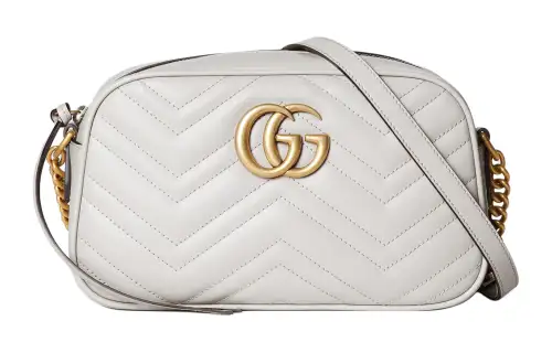 GUCCI GG Marmont Leather Crossbody Bag, Shoulder Bag Small Women's Light Beige