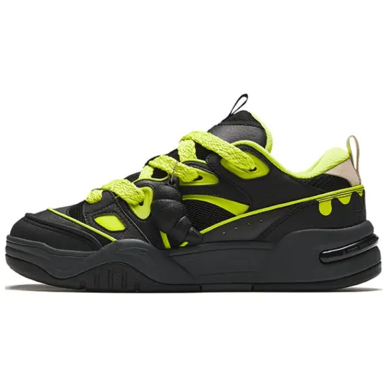 ANTA AOJIE Skateboard Shoes Men Low-Top Basic Black/Fluorescent Yellow
