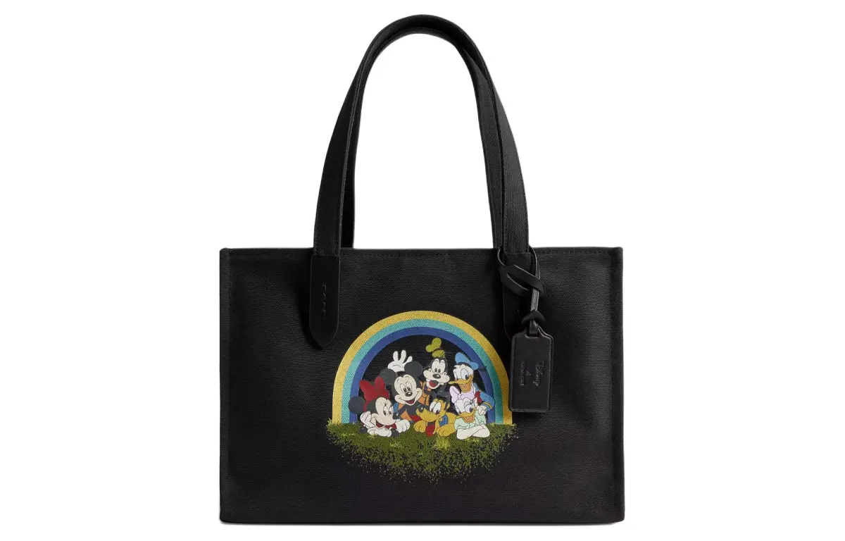 COACH X Disney Canvas With Leather Tote Bag, Shopping Bag Handbags Large Women's Black