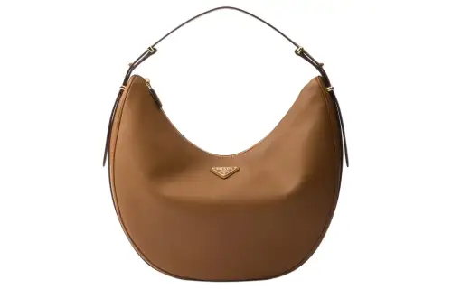 PRADA Leather Hobo Bag, Handbag, Shoulder Bag Women's Caramel