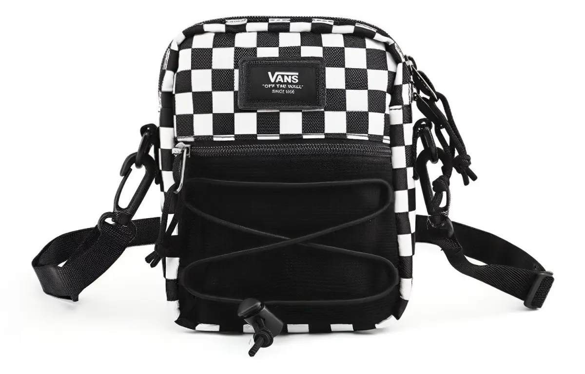 Vans Polyester Shoulder Bag, Crossbody Bag Regular Unisex Black White
