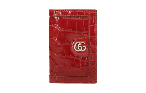 GUCCI Crocodile Leather Card Holder Card Holder Men's Red