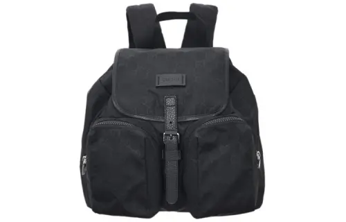GUCCI Nylon With Leather Backpack Medium Unisex Black