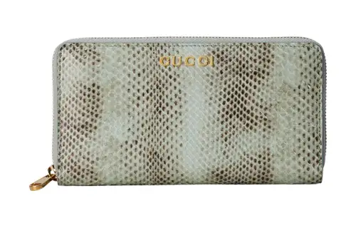 GUCCI Python Skin Wallet Women's Light Green